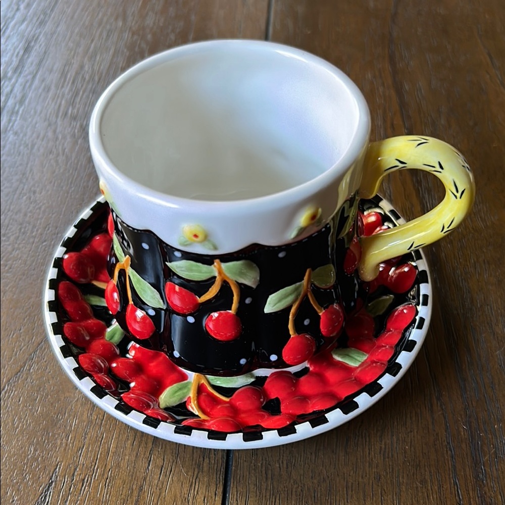 Mary Engelbreit Cheery Cherry Cup & Saucer Set